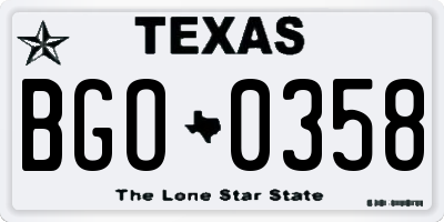 TX license plate BGO0358