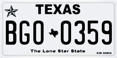 TX license plate BGO0359