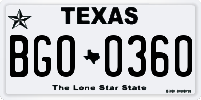 TX license plate BGO0360