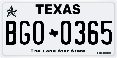 TX license plate BGO0365