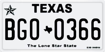 TX license plate BGO0366