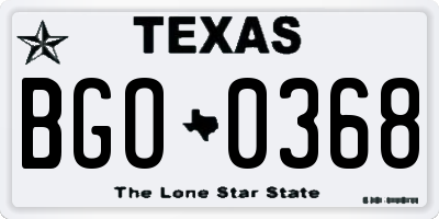 TX license plate BGO0368