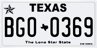 TX license plate BGO0369