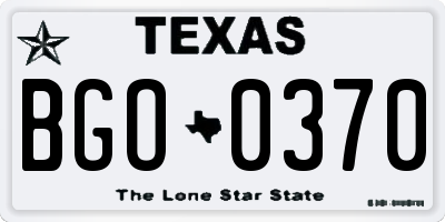 TX license plate BGO0370