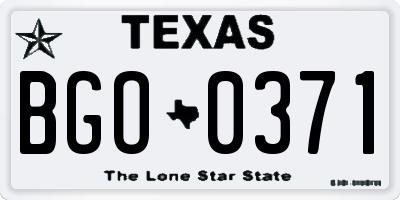 TX license plate BGO0371