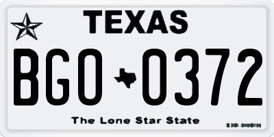 TX license plate BGO0372