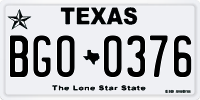 TX license plate BGO0376