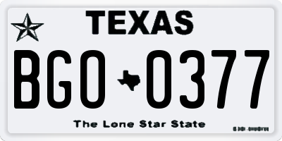 TX license plate BGO0377