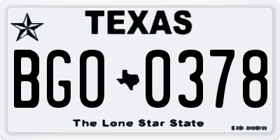 TX license plate BGO0378