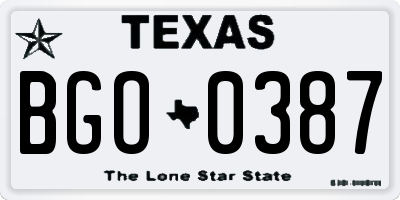 TX license plate BGO0387