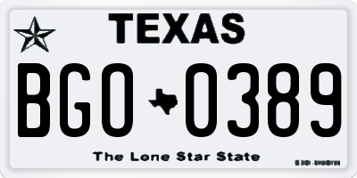TX license plate BGO0389