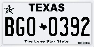 TX license plate BGO0392
