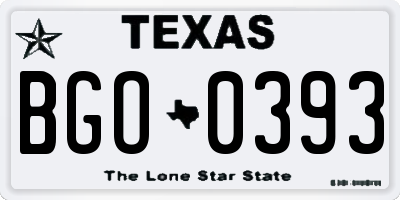 TX license plate BGO0393