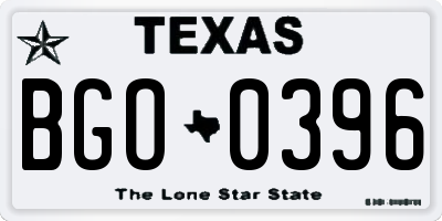 TX license plate BGO0396