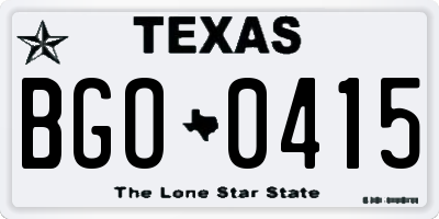 TX license plate BGO0415