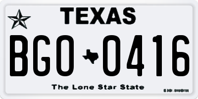 TX license plate BGO0416