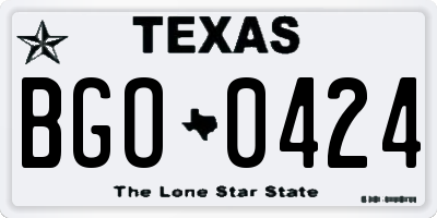 TX license plate BGO0424