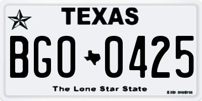 TX license plate BGO0425