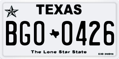 TX license plate BGO0426