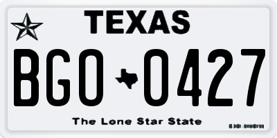 TX license plate BGO0427