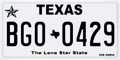 TX license plate BGO0429
