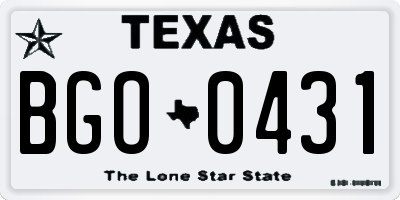 TX license plate BGO0431
