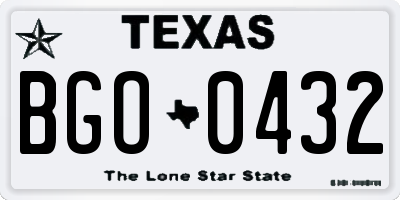 TX license plate BGO0432