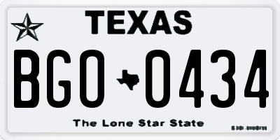 TX license plate BGO0434