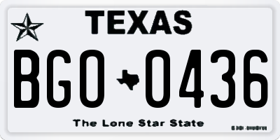 TX license plate BGO0436