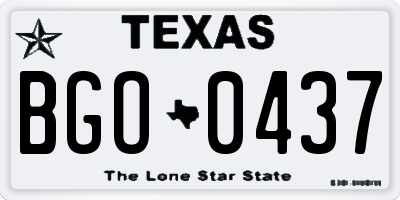 TX license plate BGO0437