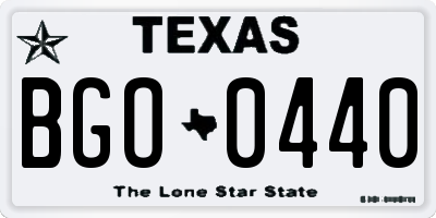 TX license plate BGO0440