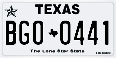 TX license plate BGO0441