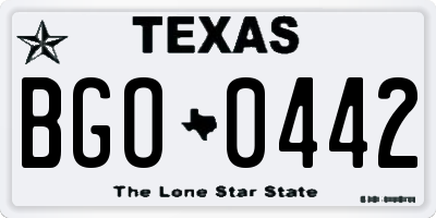 TX license plate BGO0442