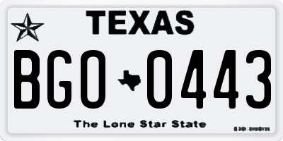 TX license plate BGO0443