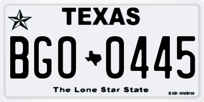 TX license plate BGO0445