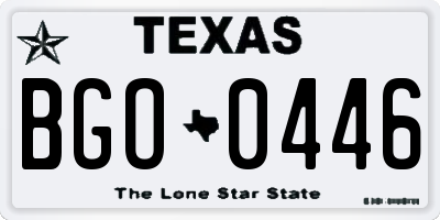 TX license plate BGO0446