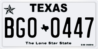 TX license plate BGO0447