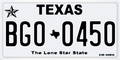 TX license plate BGO0450