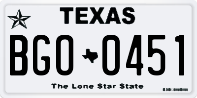 TX license plate BGO0451