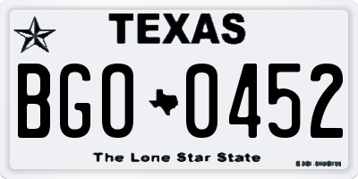 TX license plate BGO0452