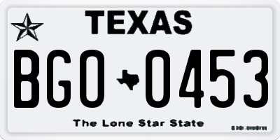 TX license plate BGO0453