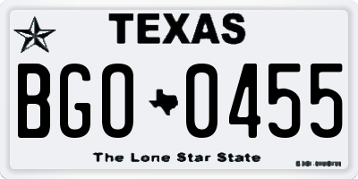 TX license plate BGO0455