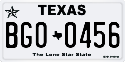 TX license plate BGO0456