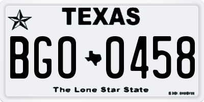 TX license plate BGO0458