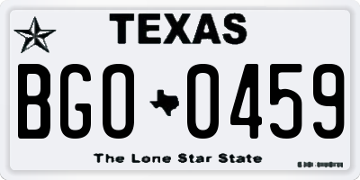 TX license plate BGO0459