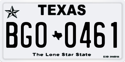TX license plate BGO0461