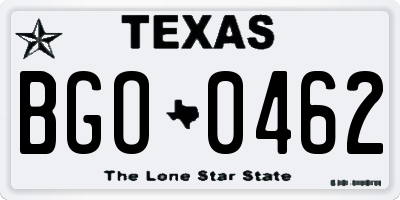 TX license plate BGO0462