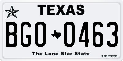 TX license plate BGO0463