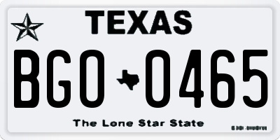 TX license plate BGO0465