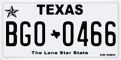 TX license plate BGO0466